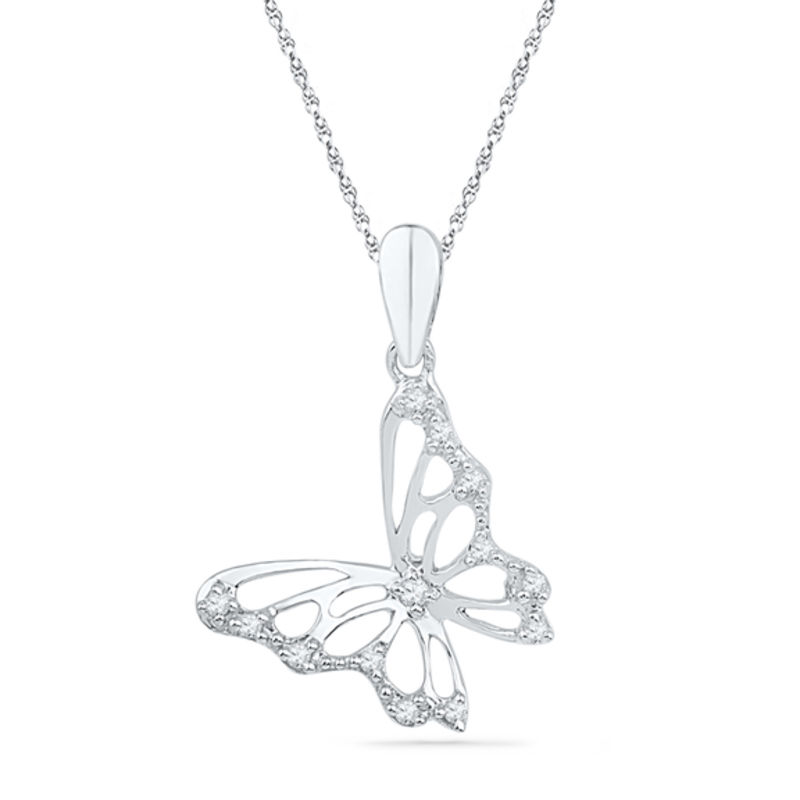 White gold sale diamond butterfly necklace