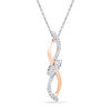 Thumbnail Image 0 of 0.10 CT. T.W. Diamond Infinity with Knot Pendant in Sterling Silver and 10K Rose Gold