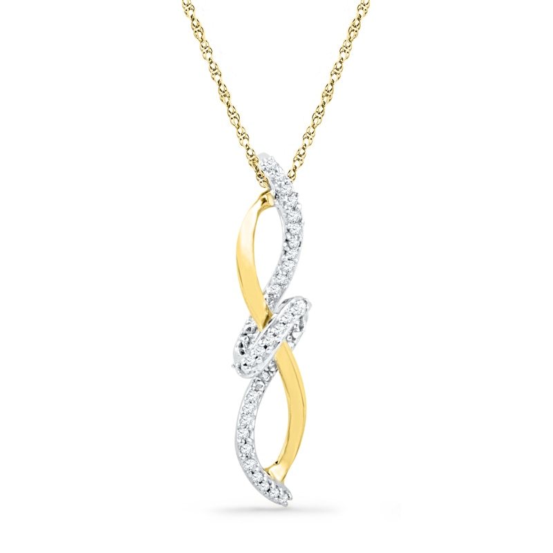 0.10 CT. T.W. Diamond Infinity with Knot Pendant in Sterling Silver and 10K Gold