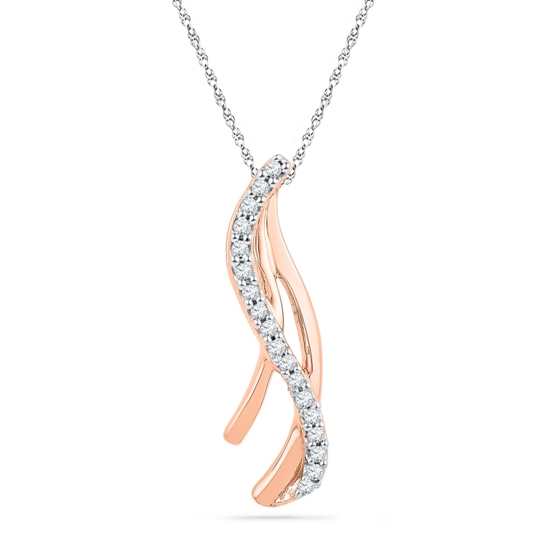 0.10 CT. T.W. Diamond Flowing Ribbon Pendant in 10K Rose Gold|Peoples Jewellers