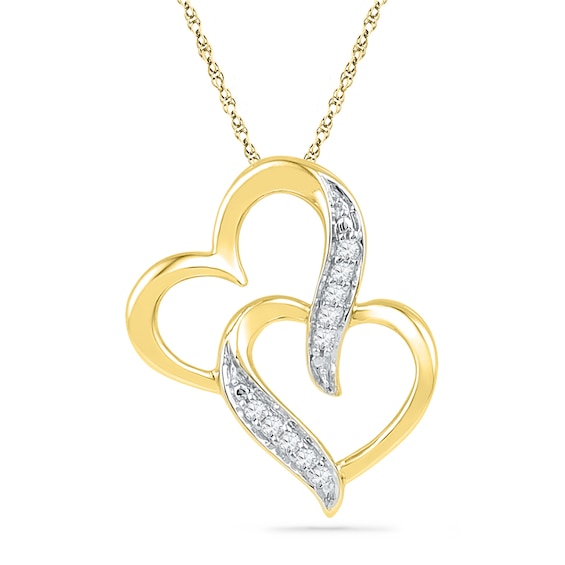 Diamond Accent Interlocking Hearts Pendant in 10K Gold