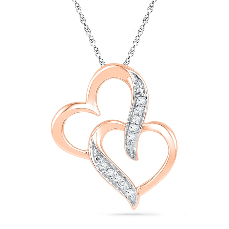 Diamond Accent Interlocking Hearts Pendant in 10K Rose Gold