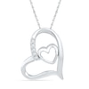 Thumbnail Image 0 of Diamond Accent Tilted Double Heart Pendant in 10K White Gold