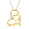 Thumbnail Image 1 of Diamond Accent Tilted Double Heart Pendant in 10K Gold