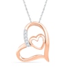 Thumbnail Image 0 of Diamond Accent Tilted Double Heart Pendant in 10K Rose Gold