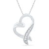 Diamond Accent Tilted Heart Pendant in 10K White Gold