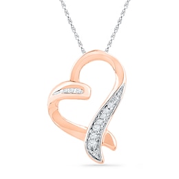 Diamond Accent Tilted Heart Pendant in 10K Rose Gold