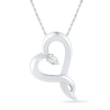 Diamond Accent Tilted Ribbon Heart Pendant in 10K White Gold