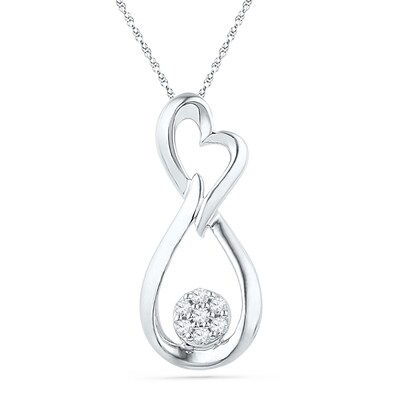 0.13 CT. T.W. Diamond Infinity Heart Pendant in Sterling Silver