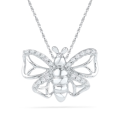 0.13 CT. T.W. Diamond Butterfly Pendant in Sterling Silver