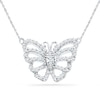 Thumbnail Image 1 of 0.20 CT. T.W. Diamond Butterfly Necklace in Sterling Silver