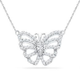 0.20 CT. T.W. Diamond Butterfly Necklace in Sterling Silver