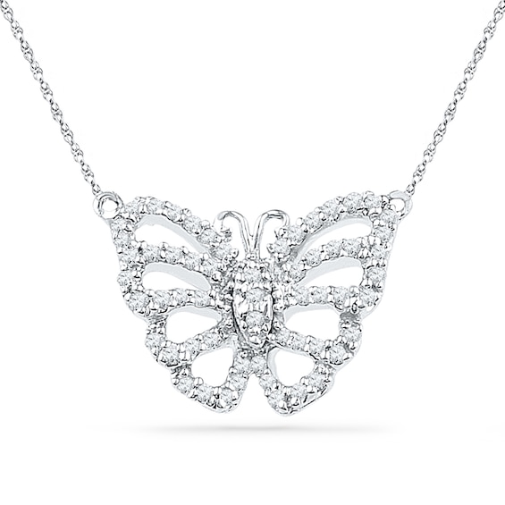 0.20 CT. T.W. Diamond Butterfly Necklace in Sterling Silver