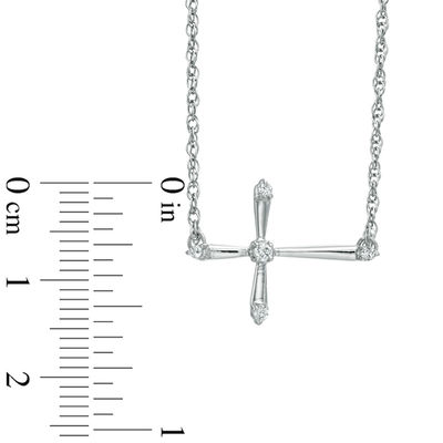 0.10 CT. T.W. Diamond Sideways Cross Necklace in Sterling Silver