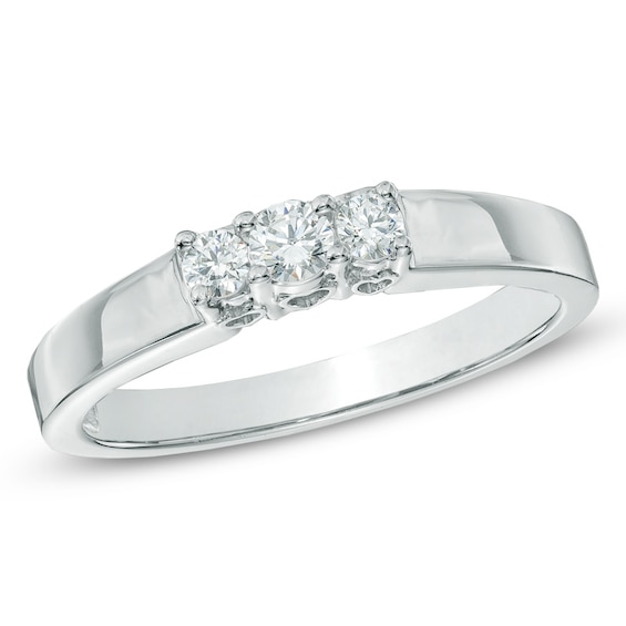 0.20 CT. T.W. Diamond Three Stone Promise Ring in 10K White Gold