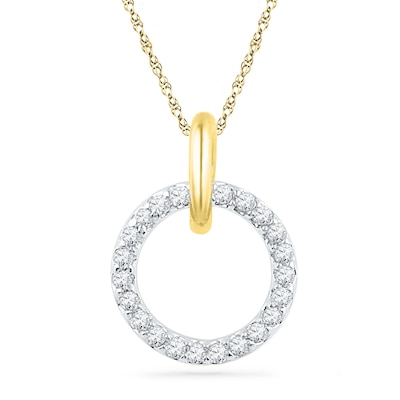 0.10 CT. T.W. Diamond Circle Pendant in 10K Gold