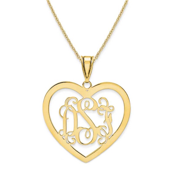 Monogram Heart Pendant in 10K Gold (3 Initials