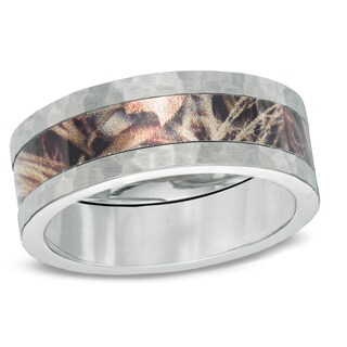 Triton Men's 8.0mm Realtree AP® Camouflage Inlay Comfort Fit Hammered Cobalt Wedding Band - Size 10