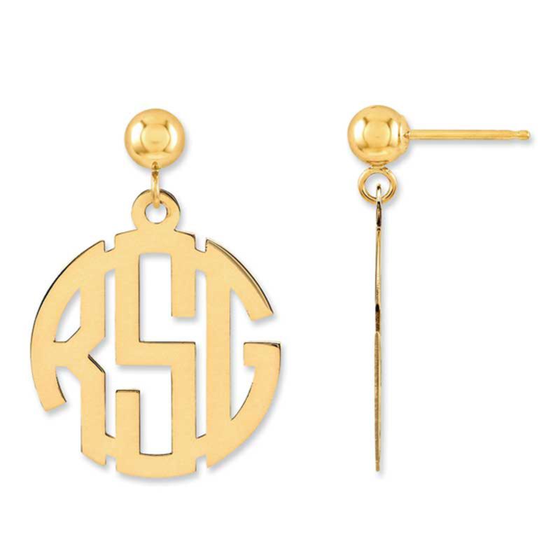 14k gold monogram deals earrings