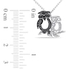 Black Diamond Accent Motherly Owl Pendant in Sterling Silver with Beaded Black Rhodium