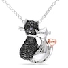 Thumbnail Image 0 of Black Diamond Accent Loving Cats Pendant in Two-Tone Sterling Silver with Beaded Black Rhodium