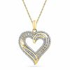 Thumbnail Image 0 of 0.50 CT. T.W. Diamond Layered Heart Pendant in Sterling Silver and 14K Gold Plate