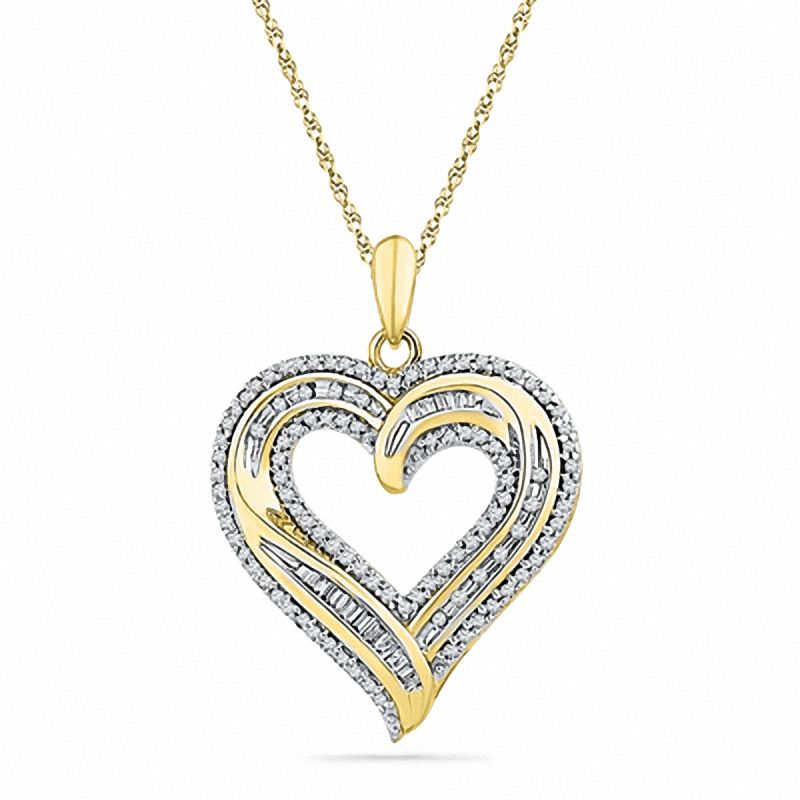 0.50 CT. T.W. Diamond Layered Heart Pendant in Sterling Silver and 14K Gold Plate