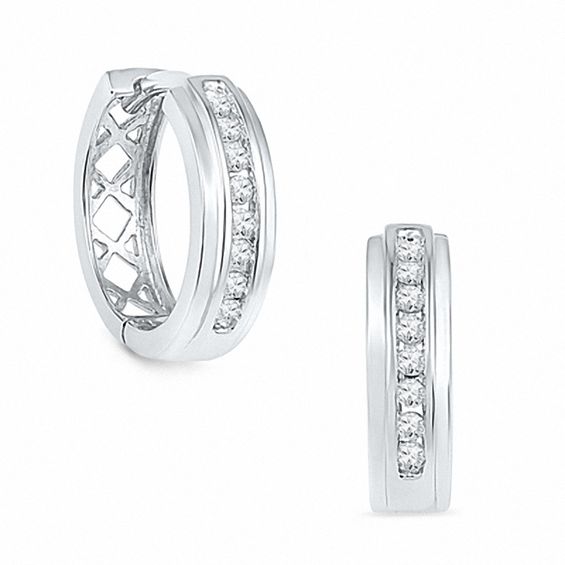 0.25 CT. T.W. Diamond Hoop Earrings in Sterling Silver