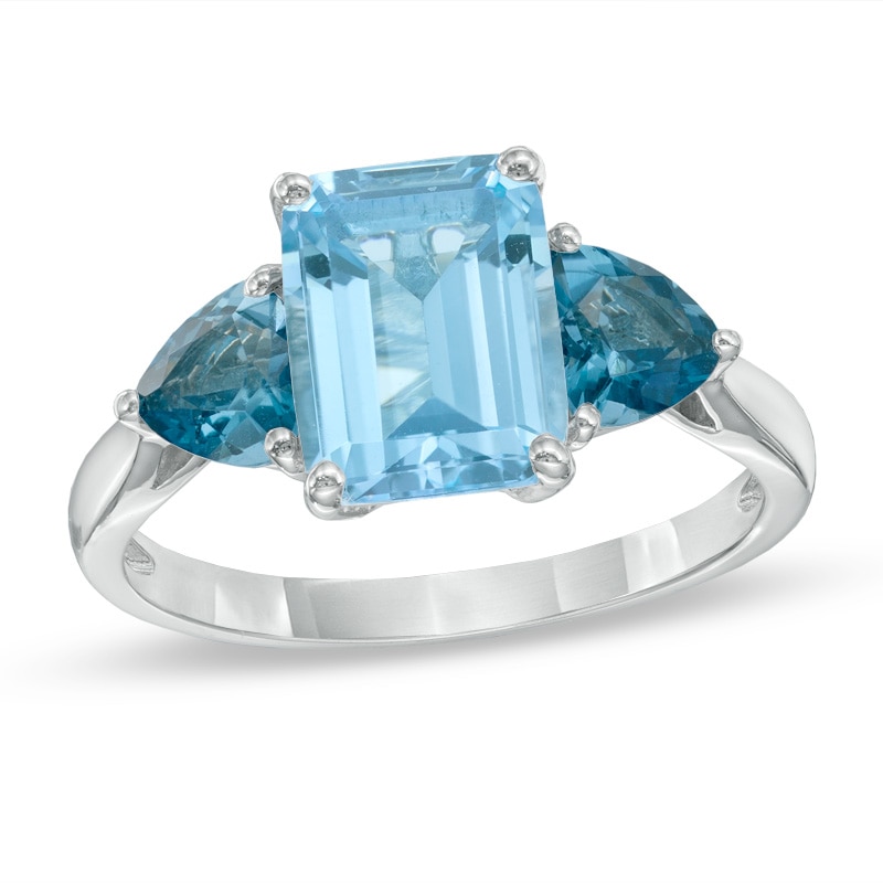 Octagonal Swiss and London Blue Topaz Ring in Sterling Silver|Peoples Jewellers