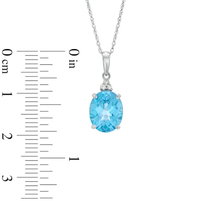 Oval Swiss Blue Topaz and Diamond Accent Pendant in 10K White Gold