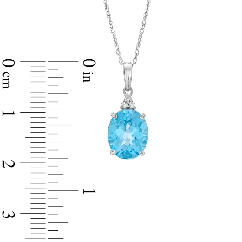 Oval Swiss Blue Topaz and Diamond Accent Pendant in 10K White Gold|Peoples Jewellers