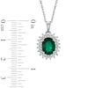 Thumbnail Image 1 of Oval Lab-Created Emerald and White Sapphire Pendant in Sterling Silver