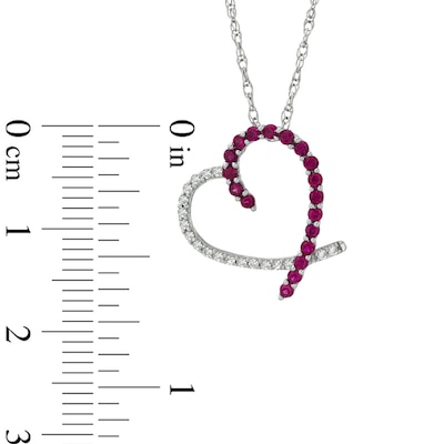 Lab-Created Ruby and White Sapphire Heart Pendant in Sterling Silver