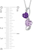 Heart-Shaped Rose de France, Purple Amethyst and Lab-Created White Sapphire Infinity Pendant in Sterling Silver