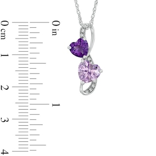 Heart-Shaped Rose de France, Purple Amethyst and Lab-Created White Sapphire Infinity Pendant in Sterling Silver