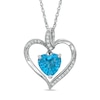 Thumbnail Image 0 of 8.0mm Heart-Shaped Swiss Blue Topaz and Lab-Created White Sapphire Heart Pendant in Sterling Silver