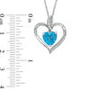 8.0mm Heart-Shaped Swiss Blue Topaz and Lab-Created White Sapphire Heart Pendant in Sterling Silver