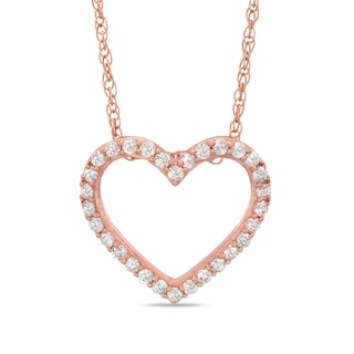 Lab-Created White Sapphire Small Heart Pendant in Sterling Silver with 14K Rose Gold Plate