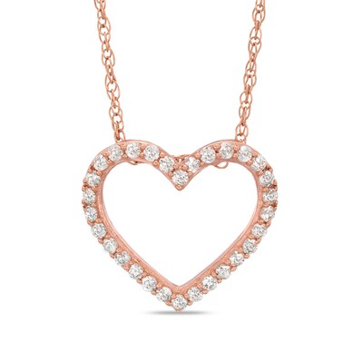 Lab-Created White Sapphire Small Heart Pendant in Sterling Silver with 14K Rose Gold Plate