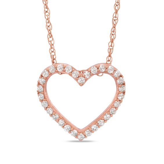 Lab-Created White Sapphire Small Heart Pendant in Sterling Silver with 14K Rose Gold Plate