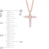 Thumbnail Image 2 of Lab-Created White Sapphire Small Cross Pendant in Sterling Silver with 14K Rose Gold Plate