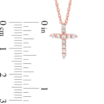 Lab-Created White Sapphire Small Cross Pendant in Sterling Silver with 14K Rose Gold Plate