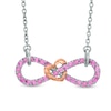 Thumbnail Image 0 of Lab-Created Pink Sapphire Infinity Necklace in Two-Tone Sterling Silver