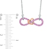 Thumbnail Image 1 of Lab-Created Pink Sapphire Infinity Necklace in Two-Tone Sterling Silver