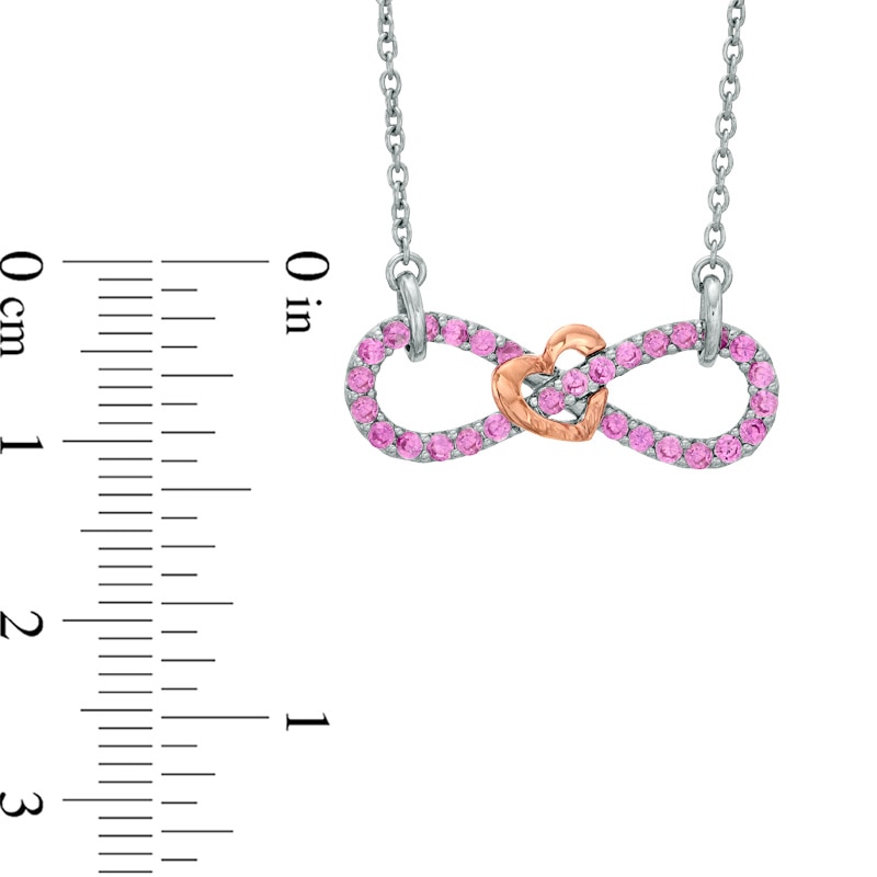 Lab-Created Pink Sapphire Infinity Necklace in Two-Tone Sterling Silver