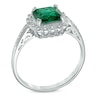 Thumbnail Image 1 of Lab-Created Emerald and 0.11 CT. T.W. Diamond Pendant, Ring and Earrings Set in Sterling Silver - Size 7