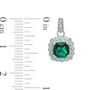 Thumbnail Image 2 of Lab-Created Emerald and 0.11 CT. T.W. Diamond Pendant, Ring and Earrings Set in Sterling Silver - Size 7