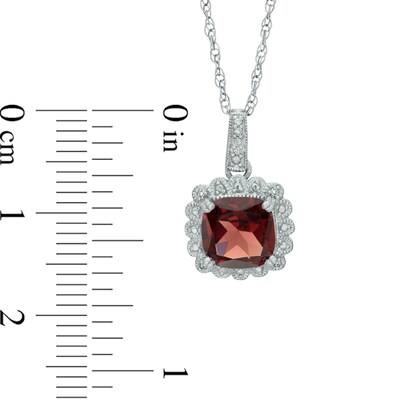 Garnet and 0.11 CT. T.W. Diamond Pendant, Ring and Earrings Set in Sterling Silver - Size 7