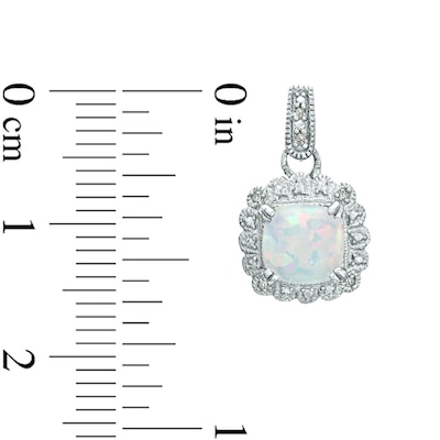 Lab-Created Opal and 0.11 CT. T.W. Diamond Pendant, Ring and Earrings Set in Sterling Silver - Size 7