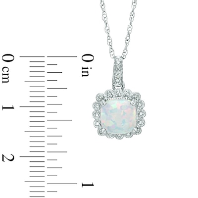 Lab-Created Opal and 0.11 CT. T.W. Diamond Pendant, Ring and Earrings Set in Sterling Silver - Size 7